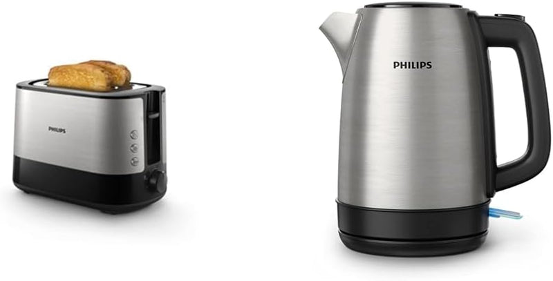 Philips HD9350/90 Wasserkocher (2200 Watt, 1.7 Liter, Edelstahl) [Energieklasse A+++] + HD2637/90 To