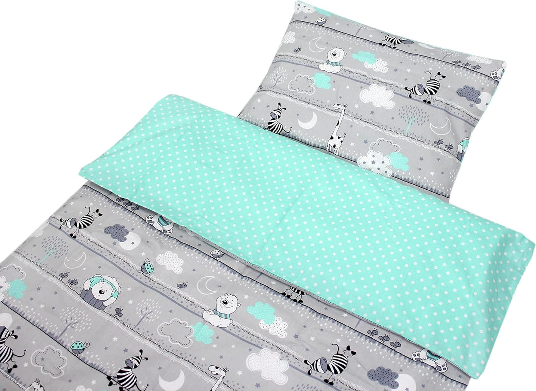 TupTam Kinder Bettwäsche Gemustert 2-Teilig Wendebettwäsche, Farbe: Bärchen Mint, Grösse: 135x100 cm