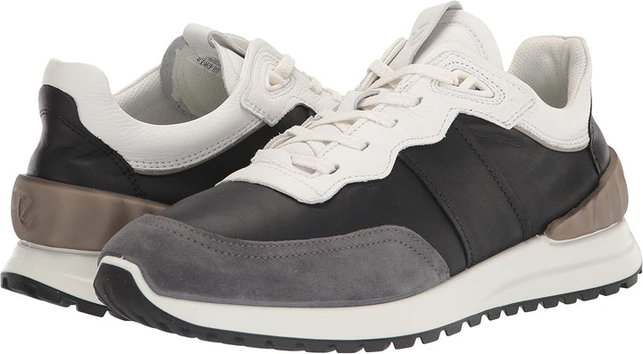 ECCO Herren Astir Retro Sneaker 41/41.5 EU Magnet Schwarz Hellweiã Vetiver, 41/41.5 EU Magnet Schwar