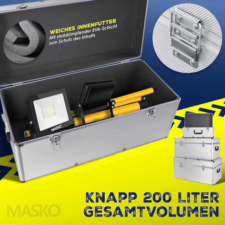 Masko® 3er SET Alu Boxen | Alubox | Alukiste | Werkzeugkoffer | Werkzeugkasten | Transportbox | Werk