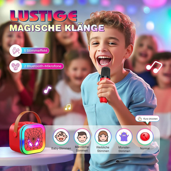 Braxel Karaoke Maschine Kinder, Spider Spielzeug ab 3-12 Jahre Junge Mikrofon Kinder Weihnachten Ges