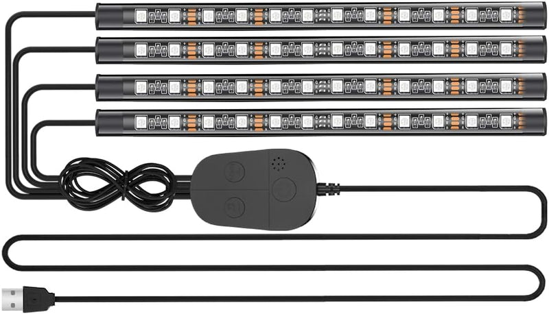 Auto LED Innenbeleuchtung，4pcs 48 LED RGB Strip mit Upgrade-App-Steuerung und -Controller,Wasserdich