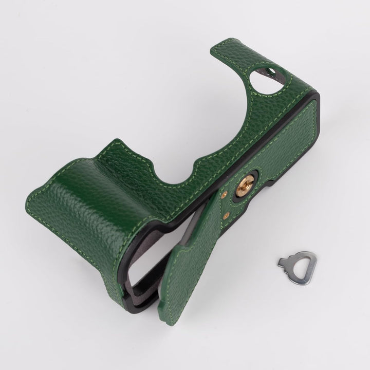 Rieibi Fuji XT5 Schutzhülle für Fujifilm X-T5 Digitalkamera, hochwertiges Echtleder, Halbtasche für