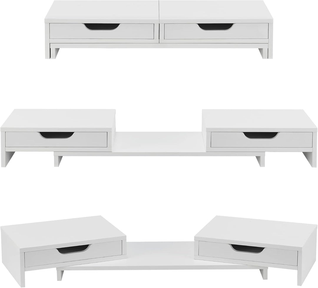 [en.casa] Monitorständer Marttila mit 2 Schubladen Monitorerhöhung 60x22x11cm Bildschirmerhöhung für