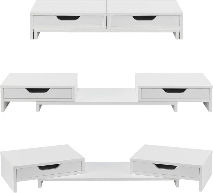 [en.casa] Monitorständer Marttila mit 2 Schubladen Monitorerhöhung 60x22x11cm Bildschirmerhöhung für