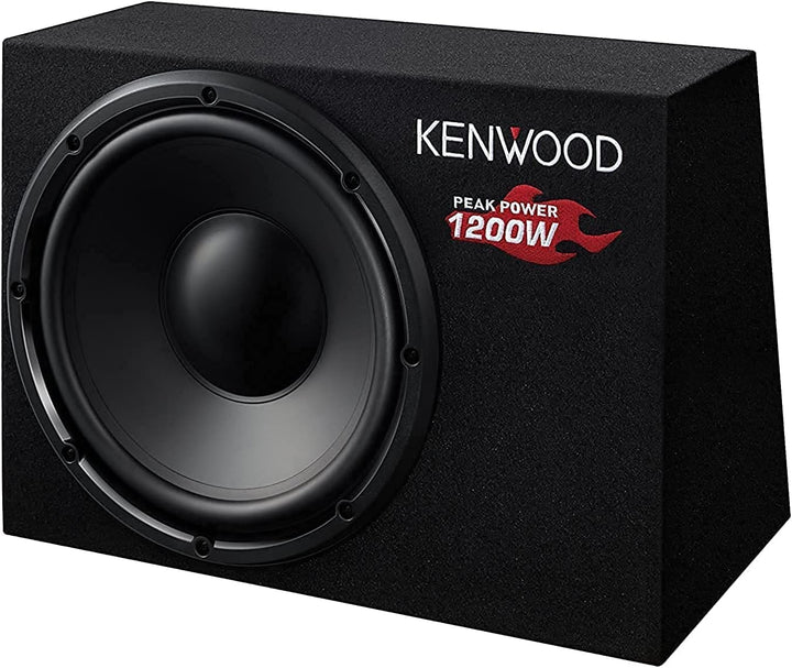 Kenwood KSC-W1200B Subwoofer (300mm, 1200 Watt),Schwarz Single, Single