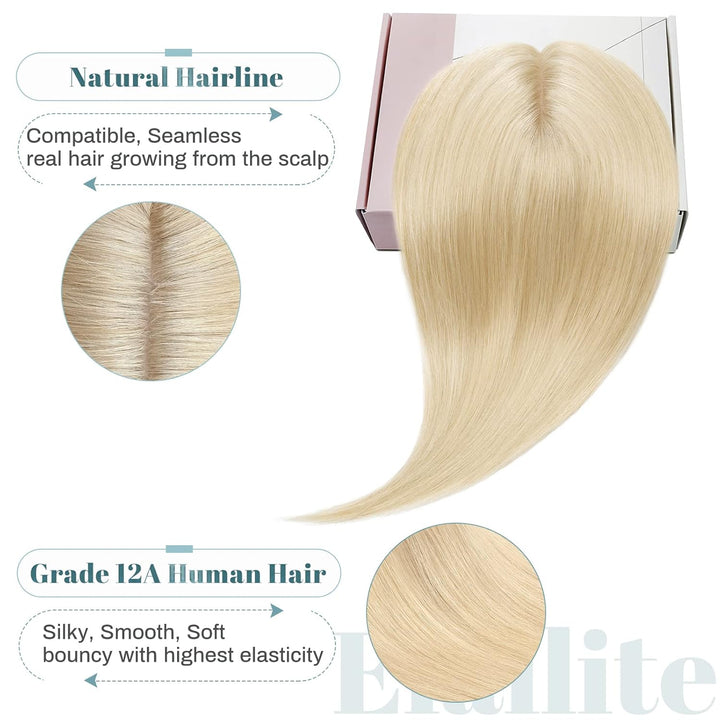 Elailite Clip in Hair Topper, Frauen Toupet Haarteil Echthaar, 15cm 27g Clip in Extensions Haarteil,