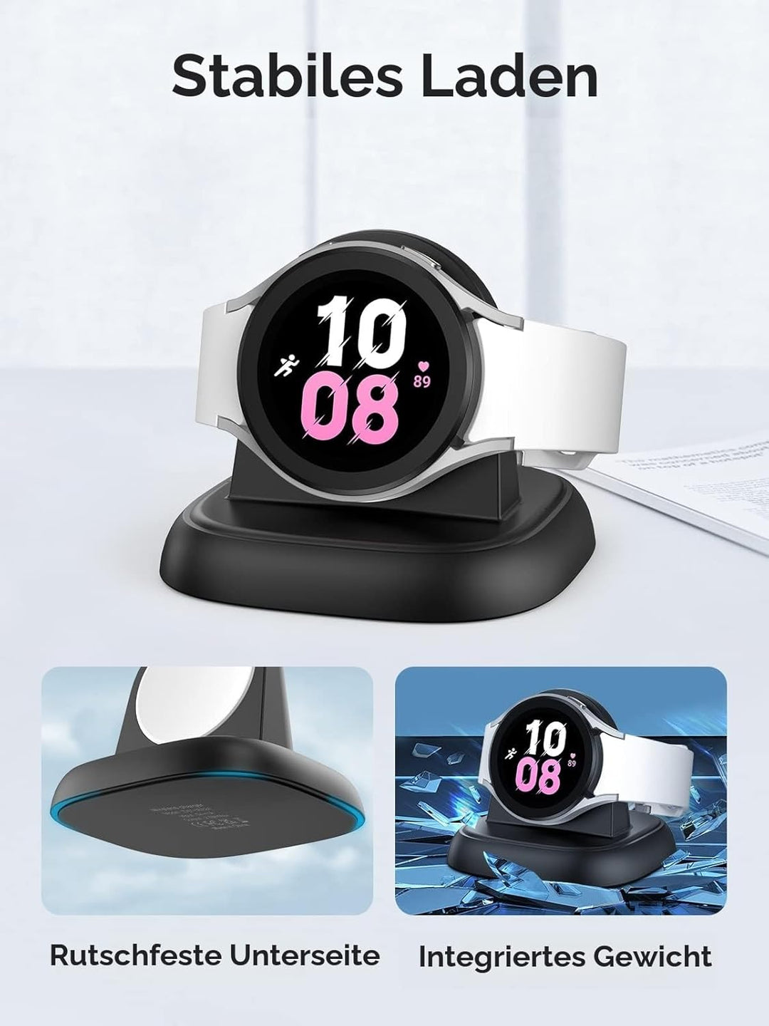 LVFAN Ladegerät für Samsung Galaxy Watch 8, Smartwatch Ladestation mit USB C Ladekabel, Kabellose Ma