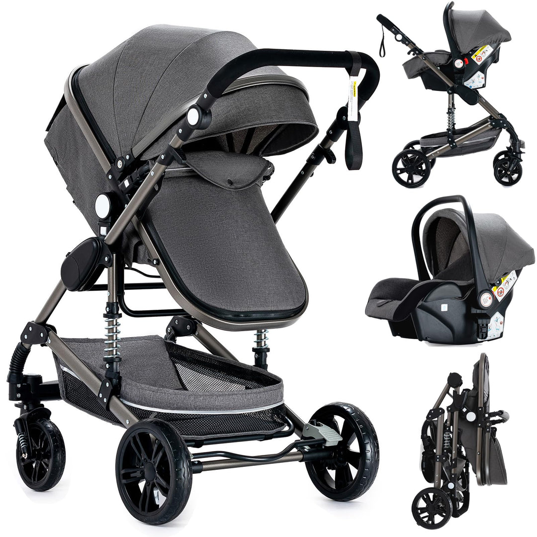 3 in 1 Kombikinderwagen 3 in 1 Reisesysteme Kinderwagen Infant Hochlandschaft Liegender Buggy Kinder