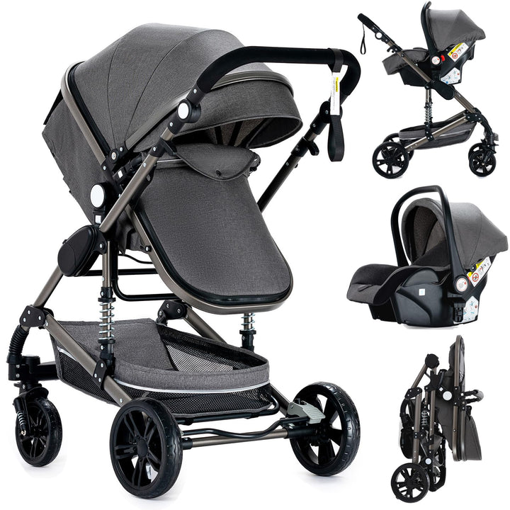 3 in 1 Kombikinderwagen 3 in 1 Reisesysteme Kinderwagen Infant Hochlandschaft Liegender Buggy Kinder