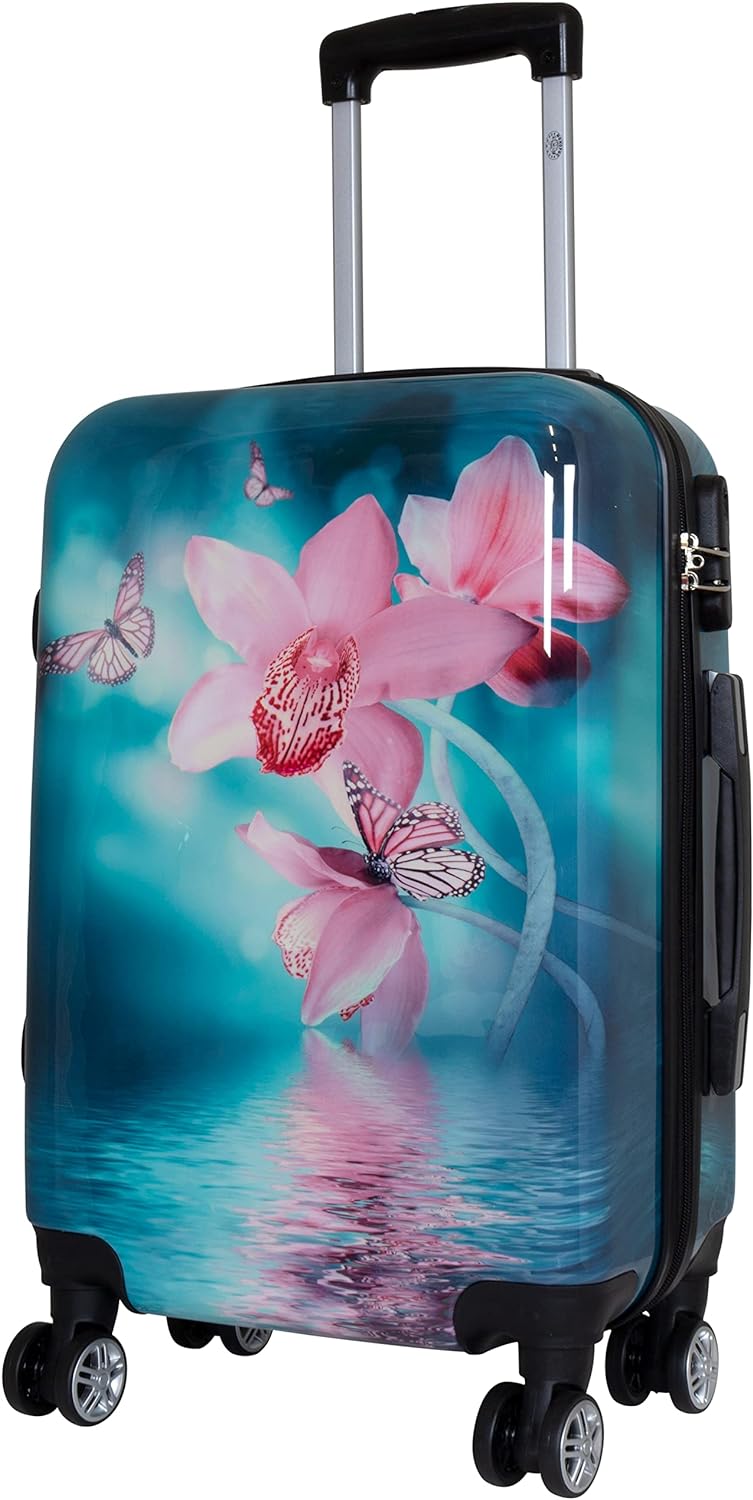 Trendyshop365 Hardcase Handgepäck - Blumen-Motiv Orchidee - 56 Zentimeter 36 Liter 4 Räder Zahlensch