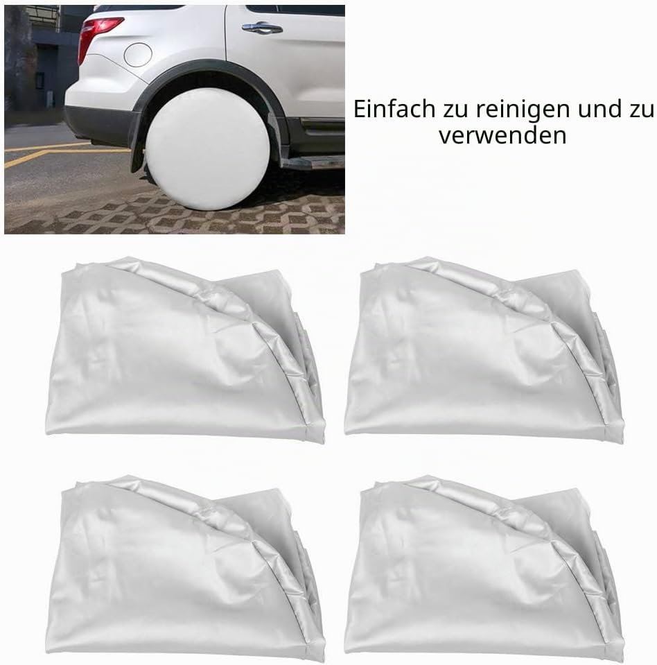 Kimiss 4 Stück 68,6-73,7 cm wetterfeste Reifenschutz Radreifen Silber Schutz Abdeckung für Auto SUV