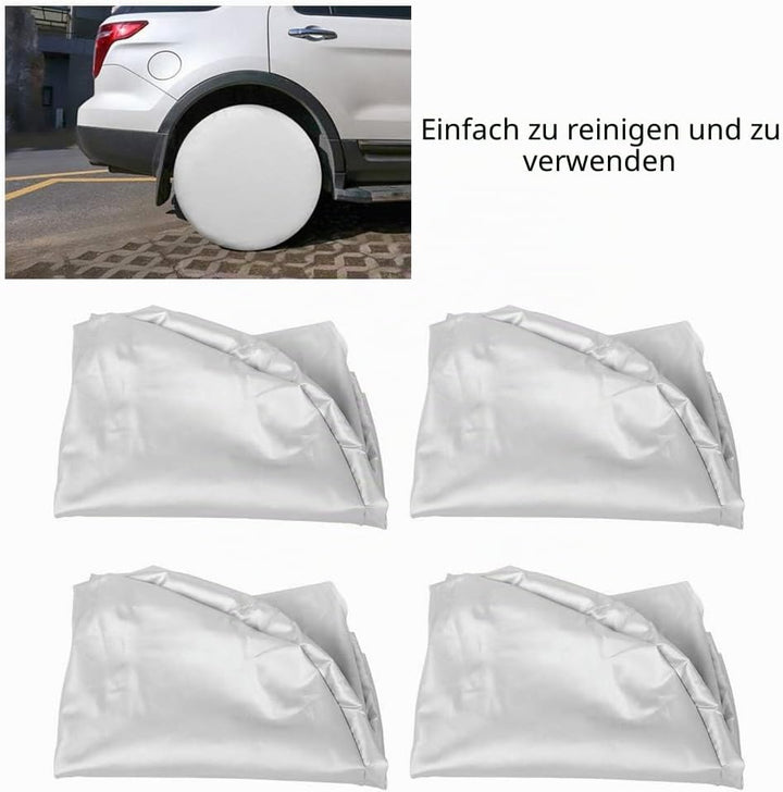 Kimiss 4 Stück 68,6-73,7 cm wetterfeste Reifenschutz Radreifen Silber Schutz Abdeckung für Auto SUV