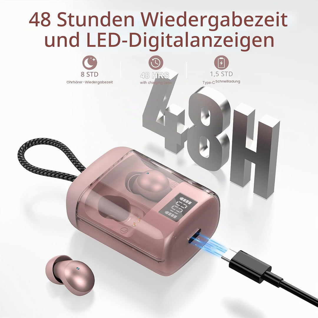 Mini Schlafkopfhörer Bluetooth 6.0, In Ear Bluetooth Kopfhörer Mit Schlaftracker, 48 Std Seitenschlä