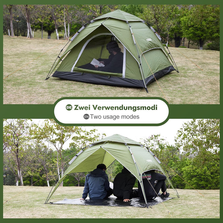 Yorbay 2 in 1 Pop Up Camping Zelte, doppelwandig Wasserdicht UV-Schutz Kuppelzelte Wurfzelte für Fam