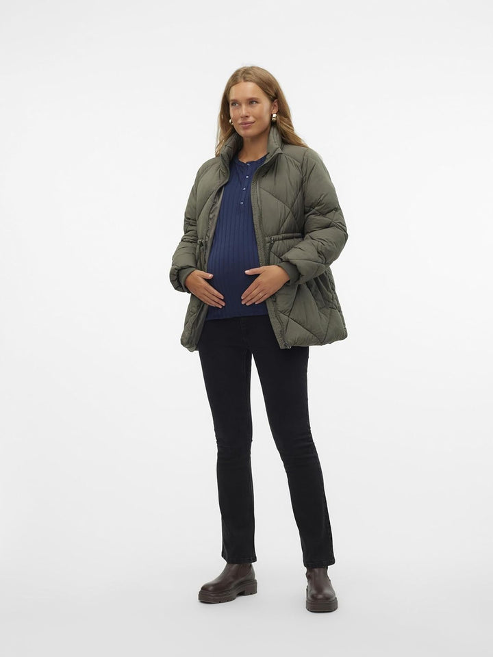 MAMALICIOUS Female Jacke Hoch geschlossen Gerippte Ärmelbündchen Mantel Kambaba L, Kambaba L