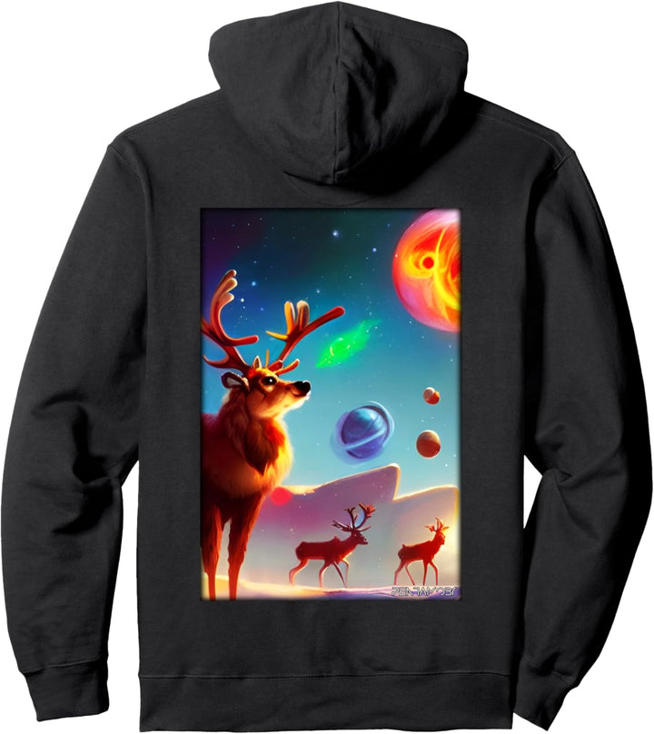 Rentier Weihnachten Weltraum Galaxie Universum Planeten Pullover Hoodie