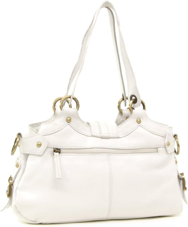 Catwalk Collection Handbags - Damen Leder Schultertasche - Umhängetasche Mittelgross - Handtasche mi