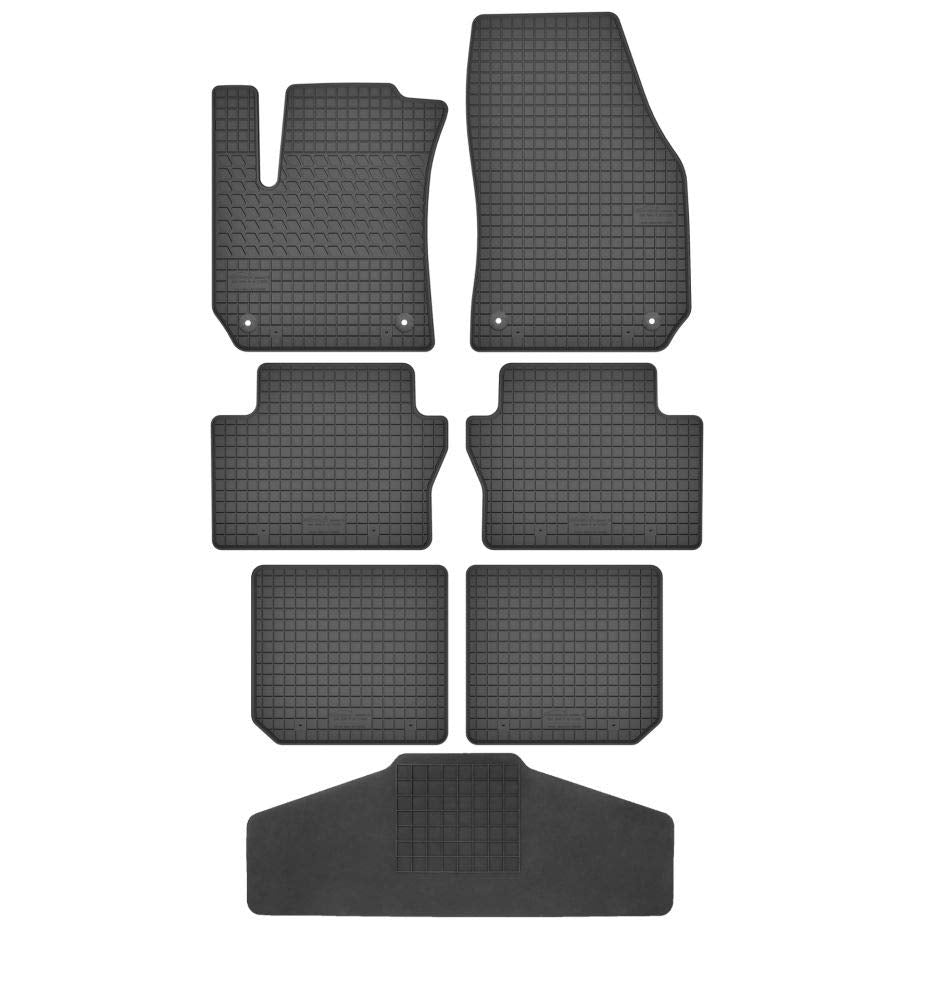 Fussmatten Vorne, Hinten 2 Reihen + Tunnel Matte 7er Set für Opel Zafira B 2005-2014 5-7 Sitzer Gumm