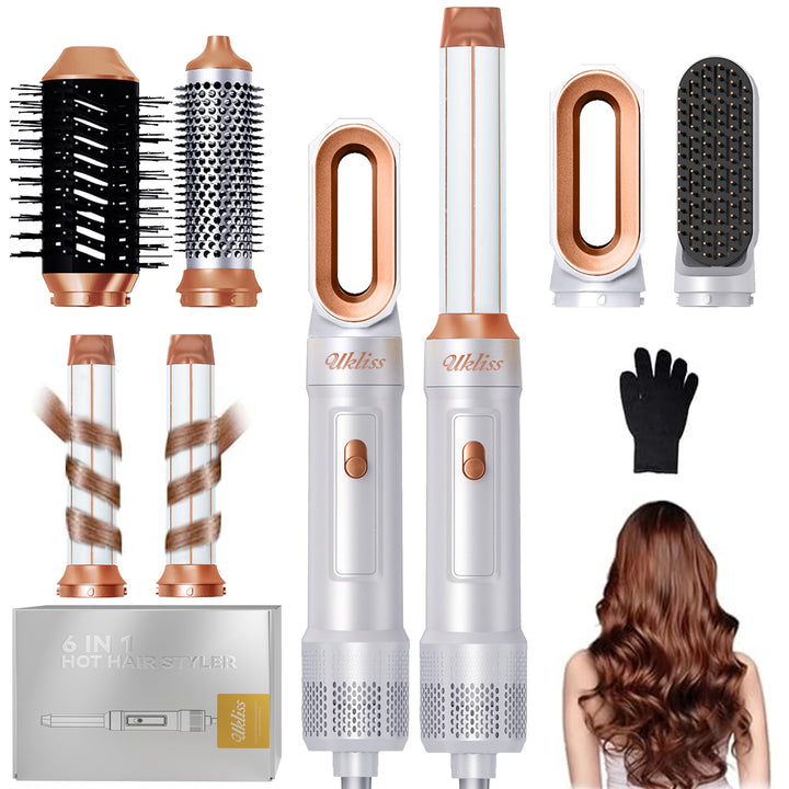 UKLISS 6 in 1 Hairstyler, Hair Styler Set mit 6 Aufsätzen: Lockenföhn Automatisch, Rundbürstenföhn,