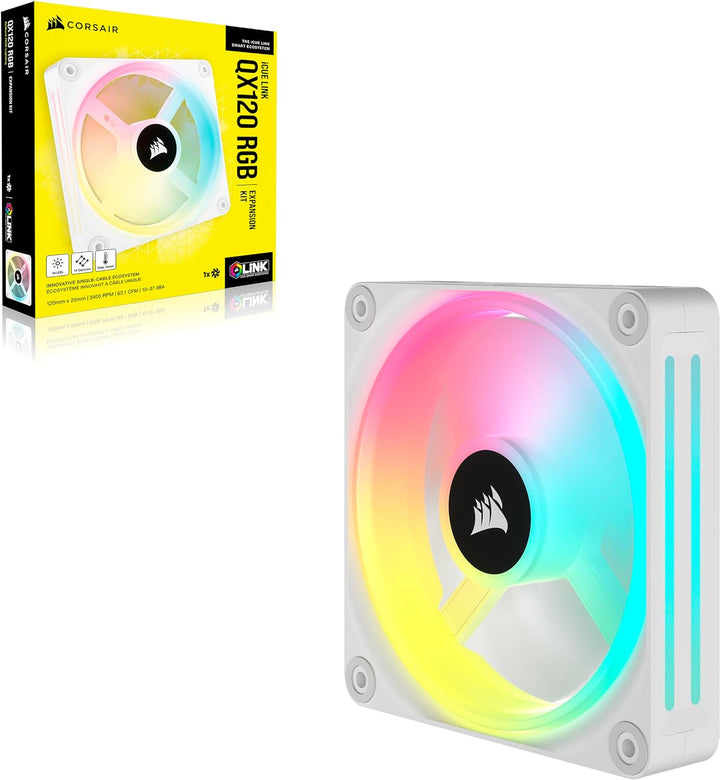 Corsair iCUE LINK QX120 RGB 120mm Magnetic Dome RGB Lüfter - Weiss Nur Fans Einfach (120mm) Weiss, N