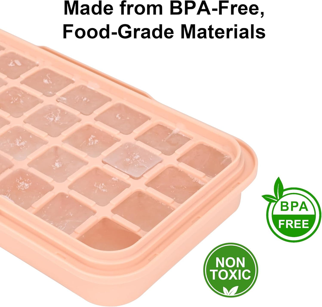 Eiswürfelform mit Deckel und Behälter, BPA-freier Eiswürfelbereiter für Gefrierschrank – 64 Würfel s