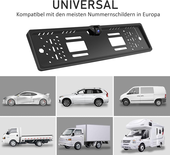 RED WOLF Rückfahrkamera Kennzeichenhalter Nummernschild mit Kamera NTSC PAL Guideline Einparkhilfe m
