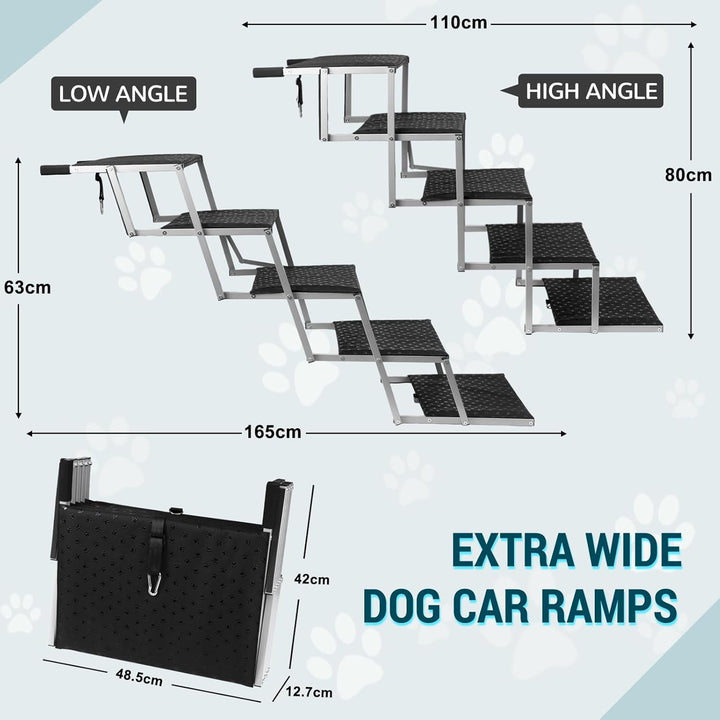 Hundetreppe Auto Klappbar- Hundetreppen Grosse Hunde [bis 113kg] - Gelenkschonende Einstiegshilfe Hu