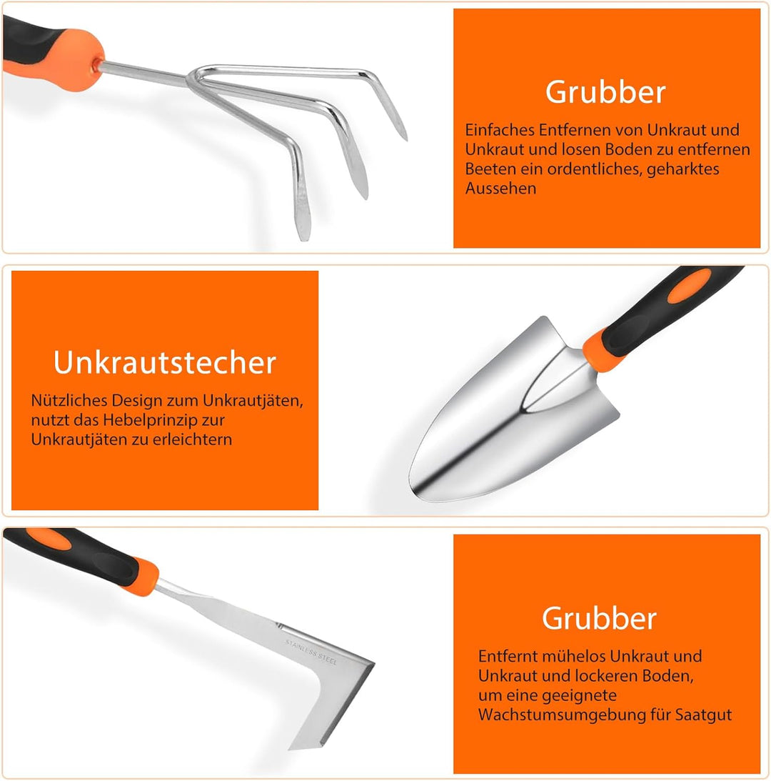 MQHUAYU Gartenwerkzeug Set, 10 Stück Heavy Duty Gartengeräte Set, Gartenset Werkzeug für Gartenarbei