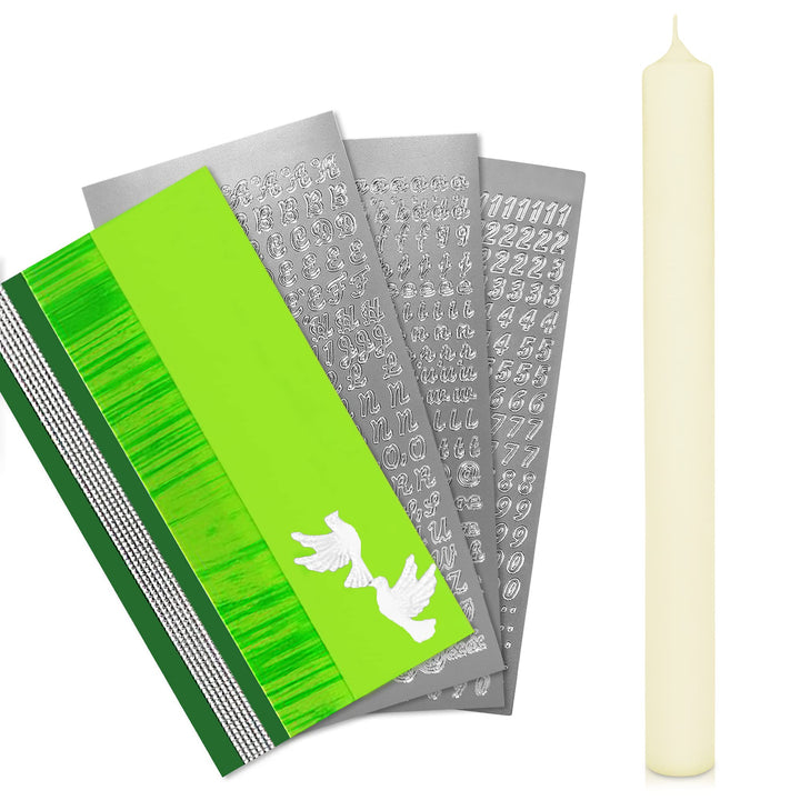 WIKAKERZEN Kerzen-Rohling Set für Taufe, Hochzeit oder Kommunion selbst gestalten inkl. Buchstaben z