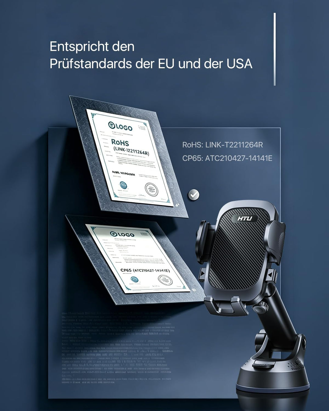 【Militär-Klasse】4 in 1 Handyhalterung Auto【Tärkst Saugnapf &amp; Clip】Federungskapazität 36KG 360° Drehb