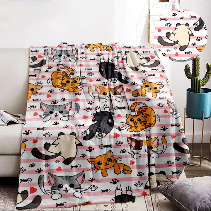 kuscheldecke Katze,Cartoon Kätzchen kuscheldecke Fleece Decke mit 3D Tierdruck, Weiche Warm Fleecede