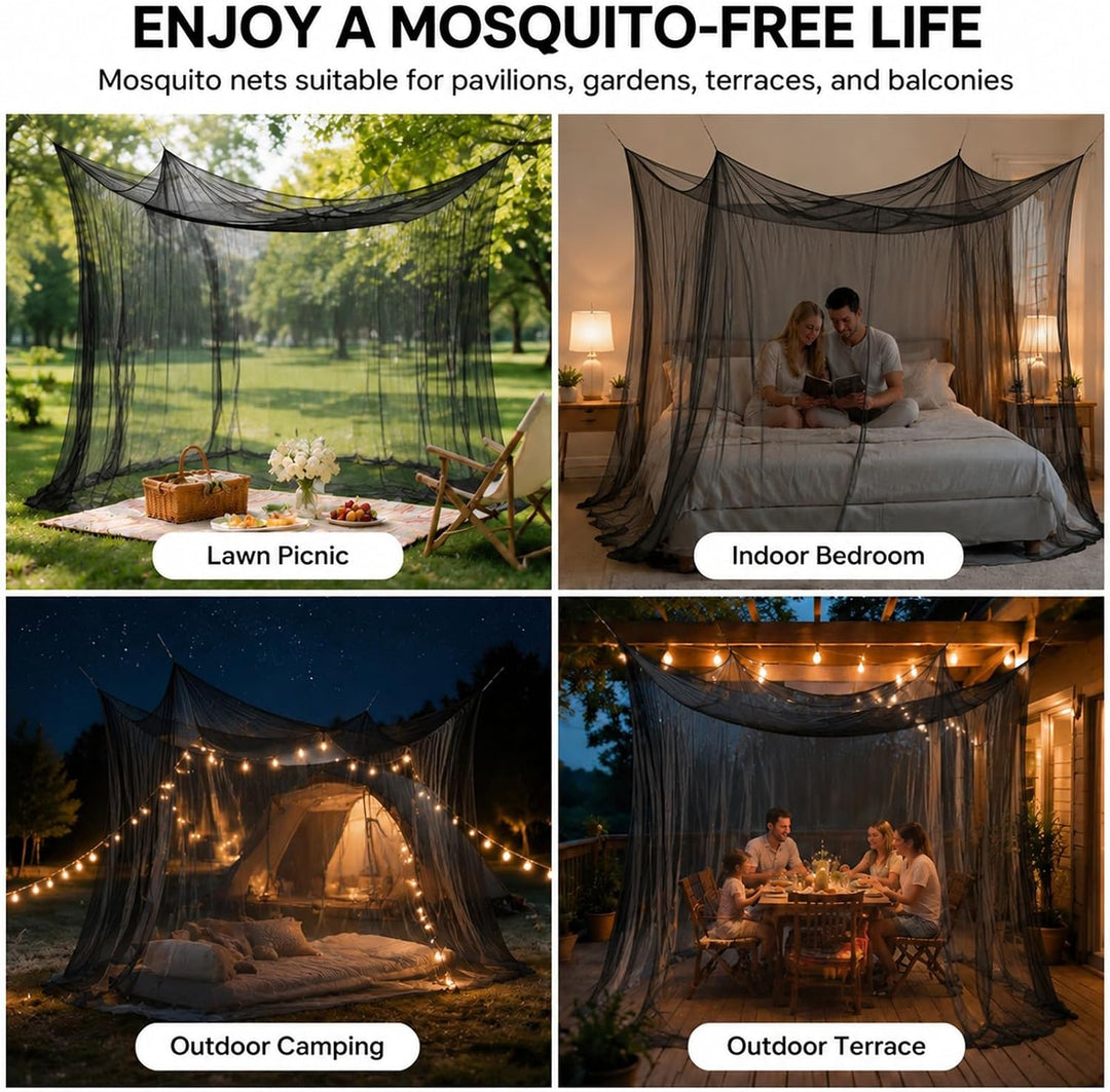 Moskitonetz Bett mit 1 Tür, Moskitonetz Camping Extra gross, Mückennetz Bett Geeignet für Pavillons,