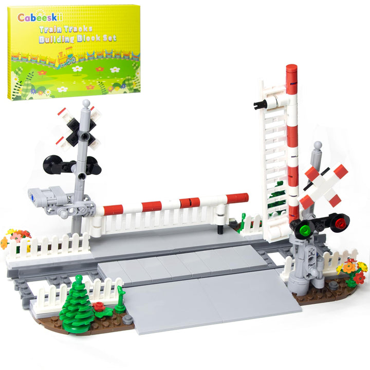 City Schienen Bahnübergang mit Geländer & 2 Gleisen - Eisenbahnkreuzung für Eisenbahn | Zug Schienen