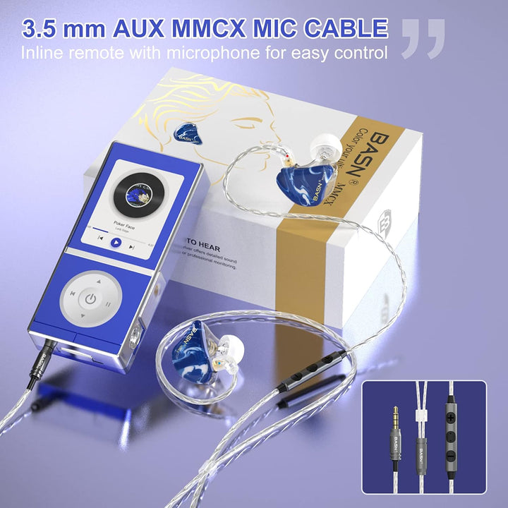 BASN MMCX In-Ear-Kopfhörer, Musiker, Dreifach-Treiber, geräuschisolierende Kopfhörer mit 2 verbesser