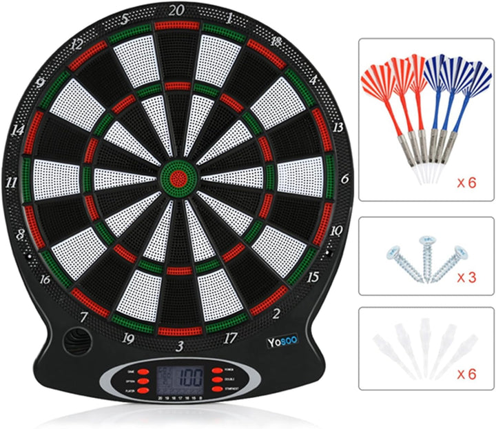 Elektronische Dartpfeile mit 6 Darts, elektronische Dartscheibe, geeignet für Partys und Spielabende