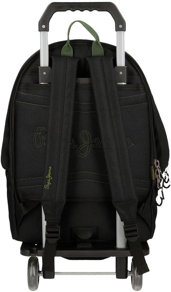 Pepe Jeans Luca Rucksack für Laptop, doppeltes Fach mit Trolley, 15,6 Zoll, Schwarz, 31 x 44 x 15 cm