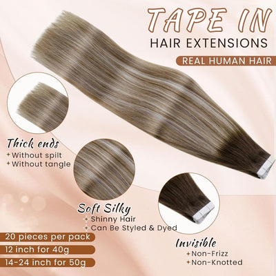 Hetto Balayage Tape in Extensions Echthaar Blond Tape in Extensions Echthaar Remy Tape in Extensions