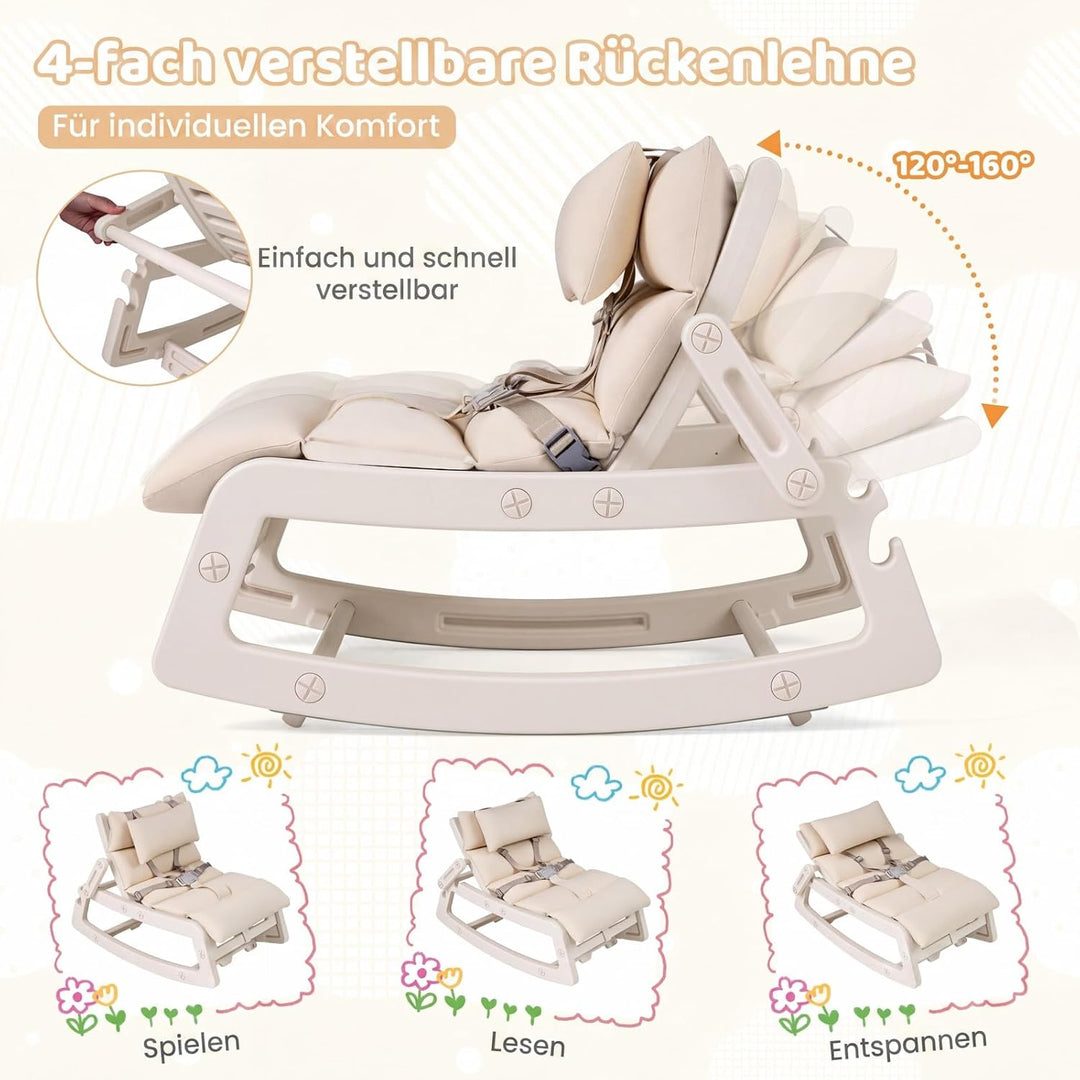 COSTWAY 2 in 1 Babywippe, Baby Schaukelstuhl mit verstellbarer Rücklehne, waschbarem Kissen &amp; Sicher