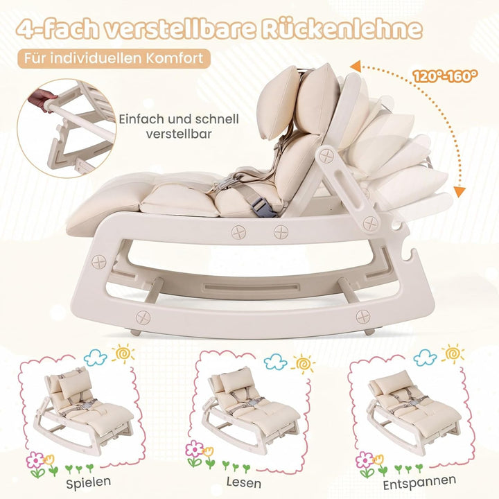 COSTWAY 2 in 1 Babywippe, Baby Schaukelstuhl mit verstellbarer Rücklehne, waschbarem Kissen &amp; Sicher