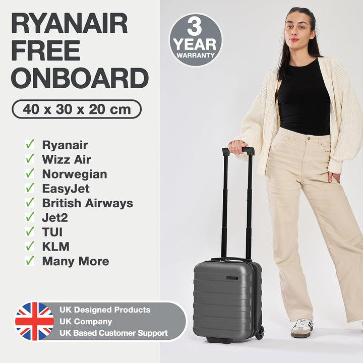 Cabin Max Anode Hardscalen Handgepäck Trolley-Koffer für Untersitz, 24 l, Wizz Air 40x30x20cm, (Grau