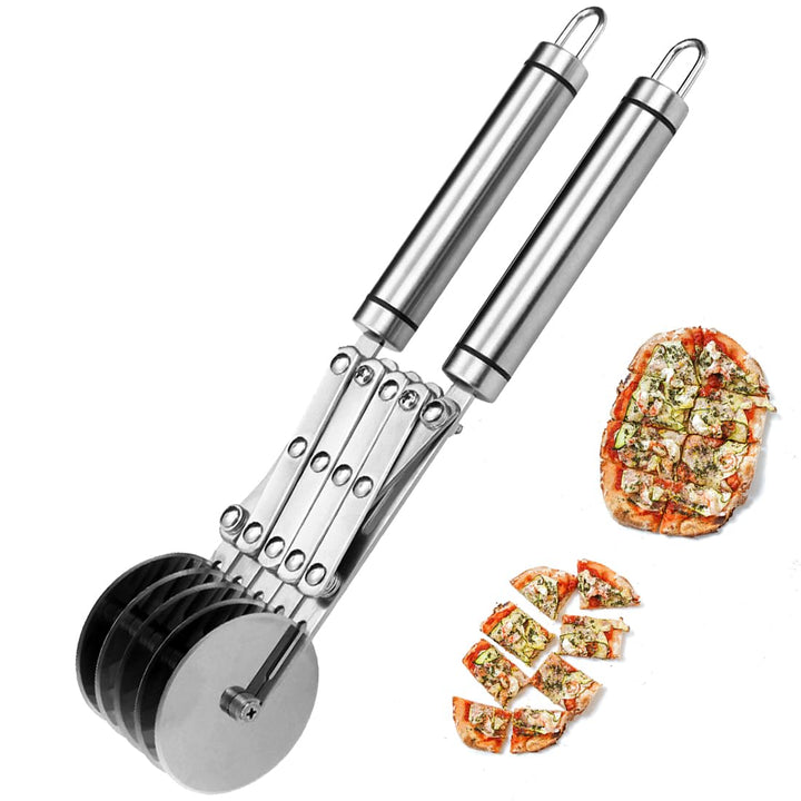 Pizzaschneider, Schneidrädchen aus Edelstahl Mehrrunder Teigschneider Roller, Pizza Cutter Gebäck-Ku