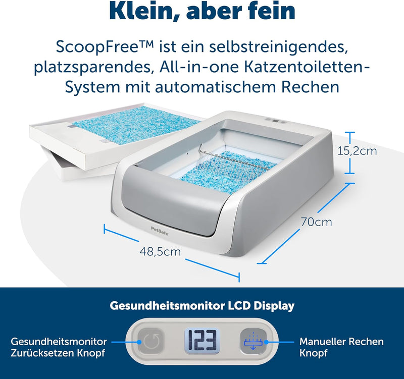 PetSafe ScoopFree selbstreinigende Katzentoilette Automatisches System mit Einwegschale und Kristall