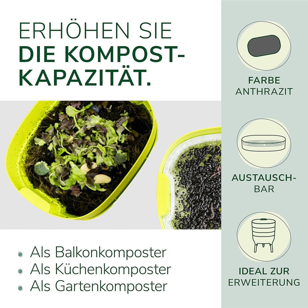 Natursache Ersatzetage für Design-Komposter/Wurmkomposter – anthrazit I Ideal als Wurmfach für Küche