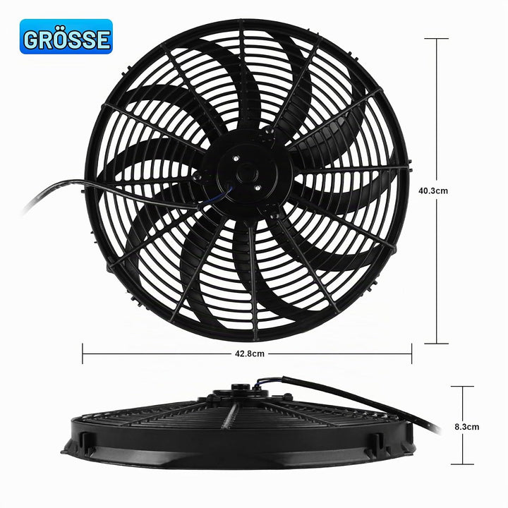 DOCAS 16 Zoll 12V 120W Universal Auto Kühlerlüfter Kühlgebläse, Auto Elektrischer Lüfter Motorlüfter