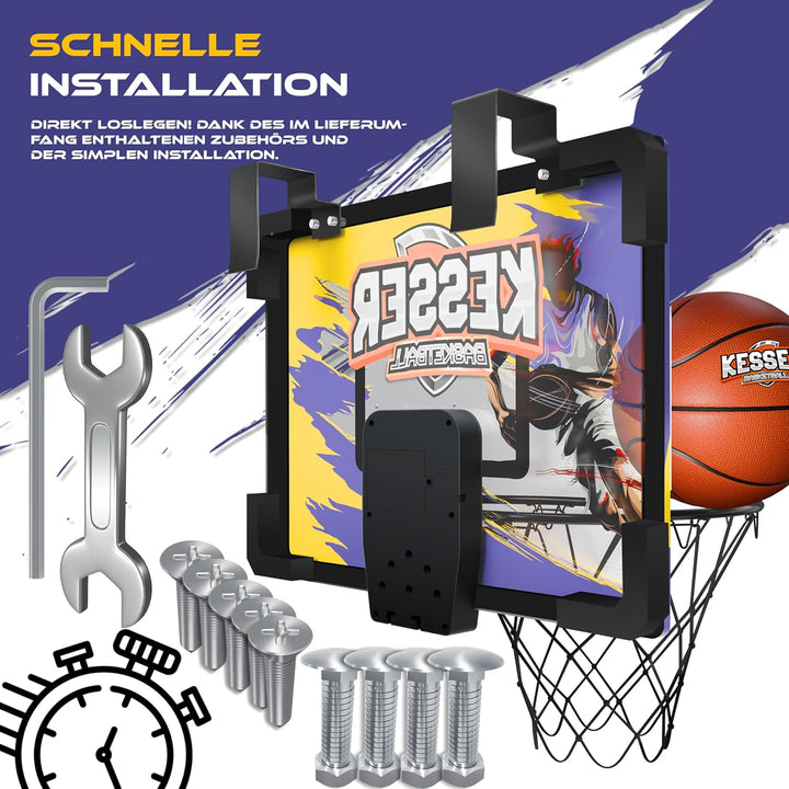 KESSER® Mini-Basketballkorb fürs Zimmer & Büro | Tür-Basketballkorb Indoor & Outdoor | Basketball-Bo