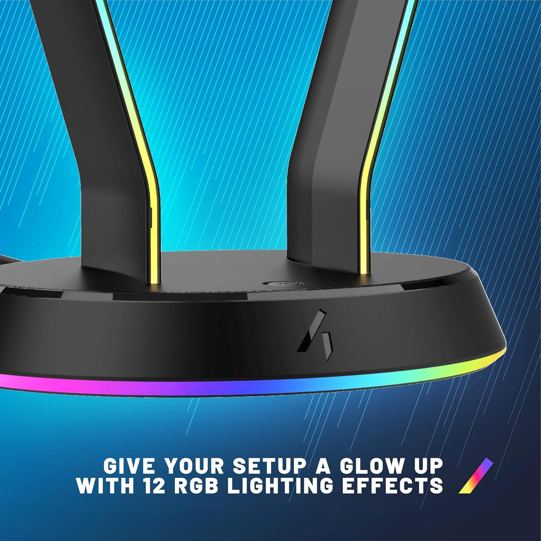 Stealth LED Light Up Gaming Headset Ständer in Schwarz für PS4, PS5, Xbox, Switch und PC - USB-betri