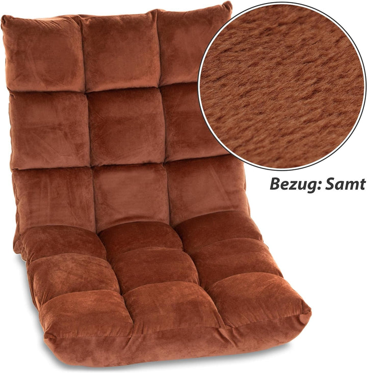 Nexos Trading Relax-Lounger 53x52x60cm braun Bodensofa verstellbar Relax-Sofa Bodenstuhl Jugendsesse