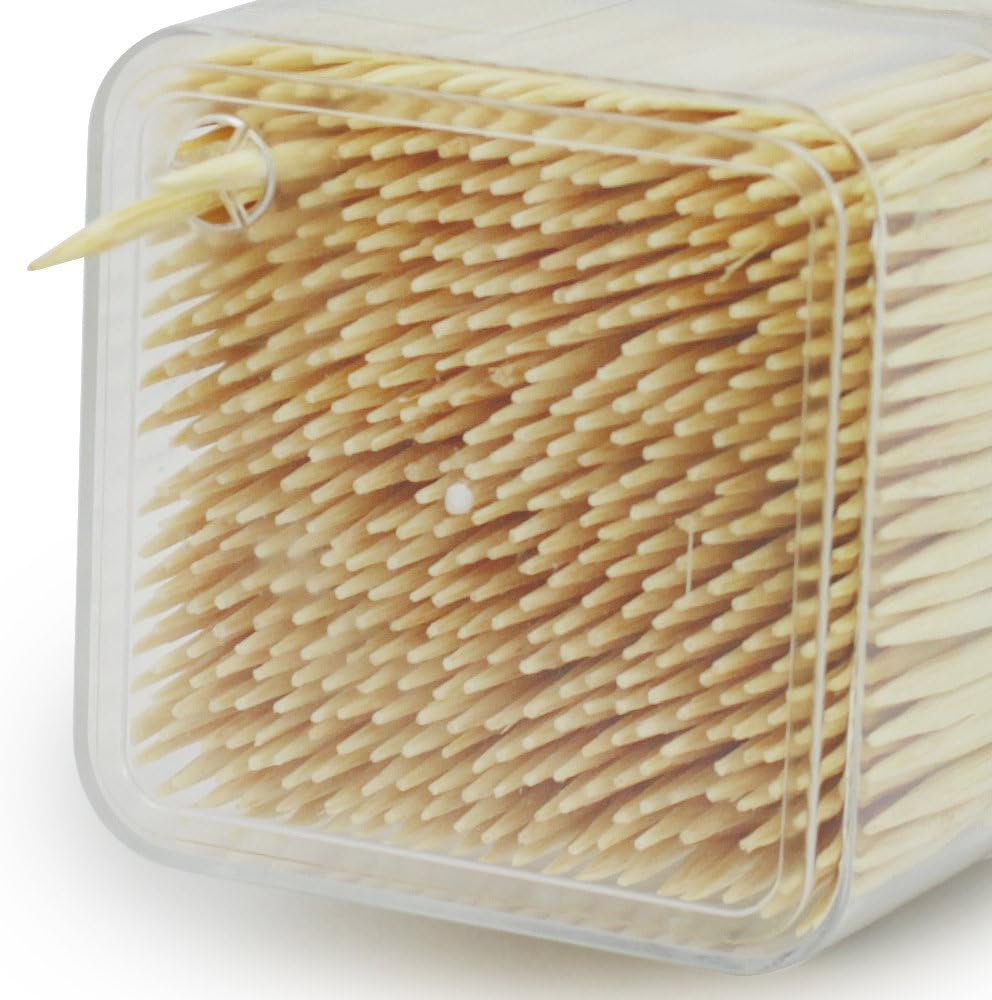 com-four® 4500x Zahnstocher aus Holz - Zahnhölzer für den täglichen Gebrauch - Toothpicks in eckiger