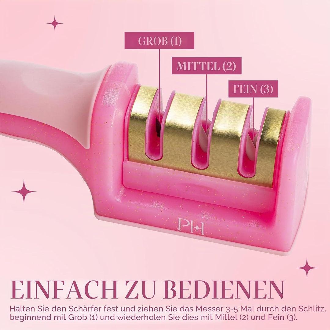 Paris Hilton 3-stufiger Messerschärfer, professioneller Küchenmesserschärfer mit ergonomischem Griff